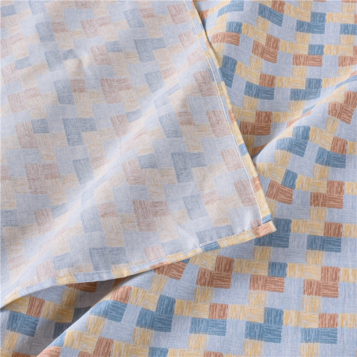 91家纺网 家纺一手货源 找家纺 韩后2025新款粗布印花床单枕套三件套千鸟格