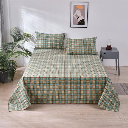 韩后2025新款粗布印花床单枕套三件套田园格调