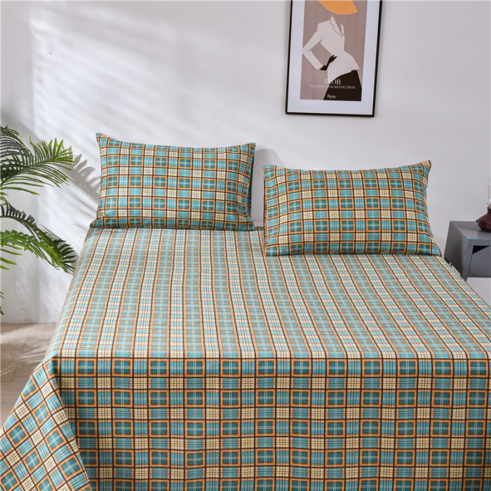 91家纺网 家纺一手货源 找家纺 韩后2025新款粗布印花床单枕套三件套田园格调