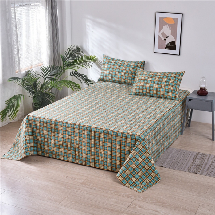 91家纺网 家纺一手货源 找家纺 韩后2025新款粗布印花床单枕套三件套田园格调