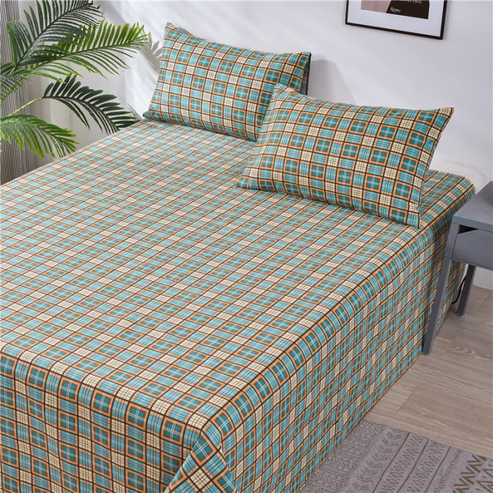 91家纺网 家纺一手货源 找家纺 韩后2025新款粗布印花床单枕套三件套田园格调