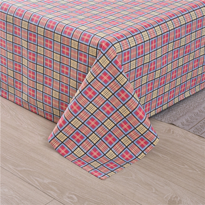 91家纺网 家纺一手货源 找家纺 韩后2025新款粗布印花床单枕套三件套田园格调-粉