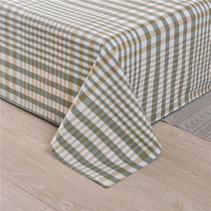 91家纺网 家纺一手货源 找家纺 韩后2025新款粗布印花床单枕套三件套田园格调-绿