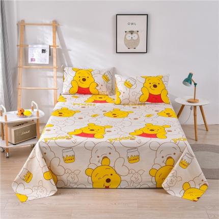 91家纺网 家纺一手货源 找家纺 韩后2025新款粗布印花床单枕套三件套维尼小熊