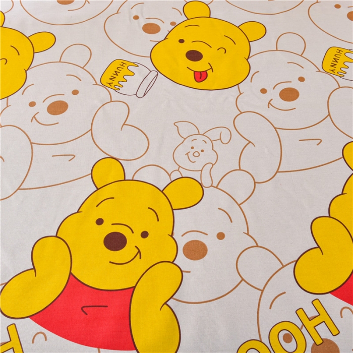 91家纺网 家纺一手货源 找家纺 韩后2025新款粗布印花床单枕套三件套维尼小熊