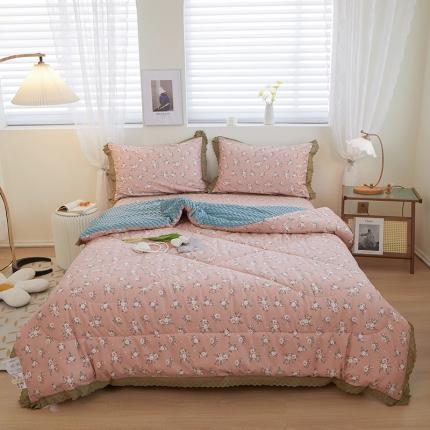 91家纺网 家纺一手货源 找家纺 一米阳光 2023新款纯棉蕾丝豆豆被被子被芯 安妮