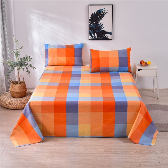 91家纺网 家纺一手货源 找家纺 韩后2025新款粗布印花床单枕套三件套五彩斑斓