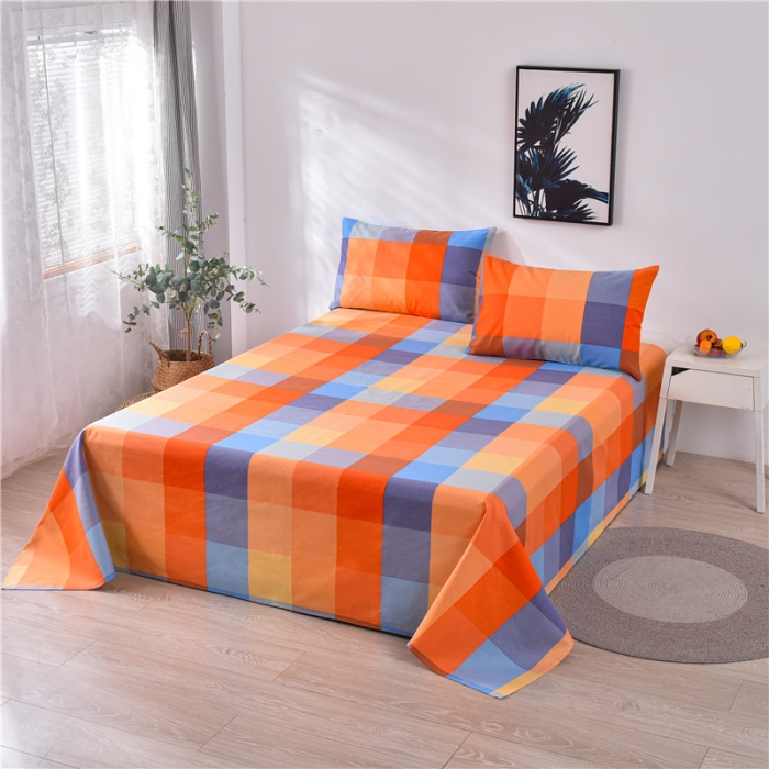 91家纺网 家纺一手货源 找家纺 韩后2025新款粗布印花床单枕套三件套五彩斑斓