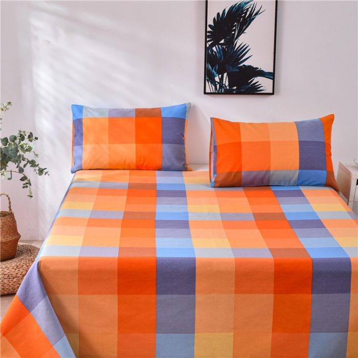 91家纺网 家纺一手货源 找家纺 韩后2025新款粗布印花床单枕套三件套五彩斑斓