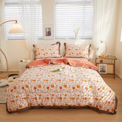 91家纺网 家纺一手货源 找家纺 一米阳光 2023新款纯棉蕾丝豆豆被被子被芯 大桔大利