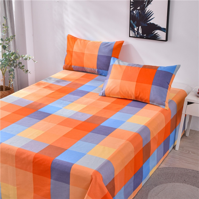 91家纺网 家纺一手货源 找家纺 韩后2025新款粗布印花床单枕套三件套五彩斑斓