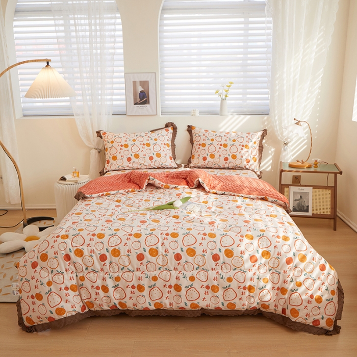 91家纺网 家纺一手货源 找家纺 一米阳光 2023新款纯棉蕾丝豆豆被被子被芯 大桔大利