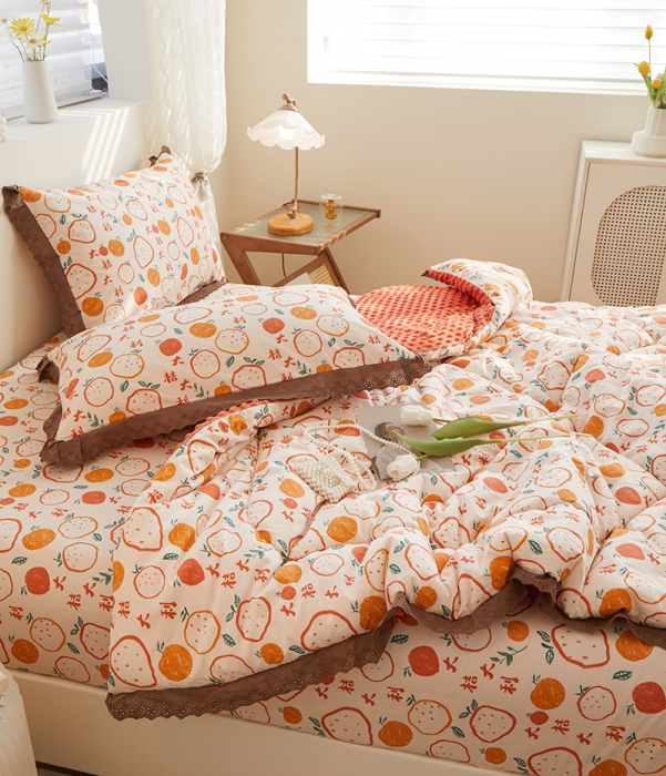 91家纺网 家纺一手货源 找家纺 一米阳光 2023新款纯棉蕾丝豆豆被被子被芯 大桔大利