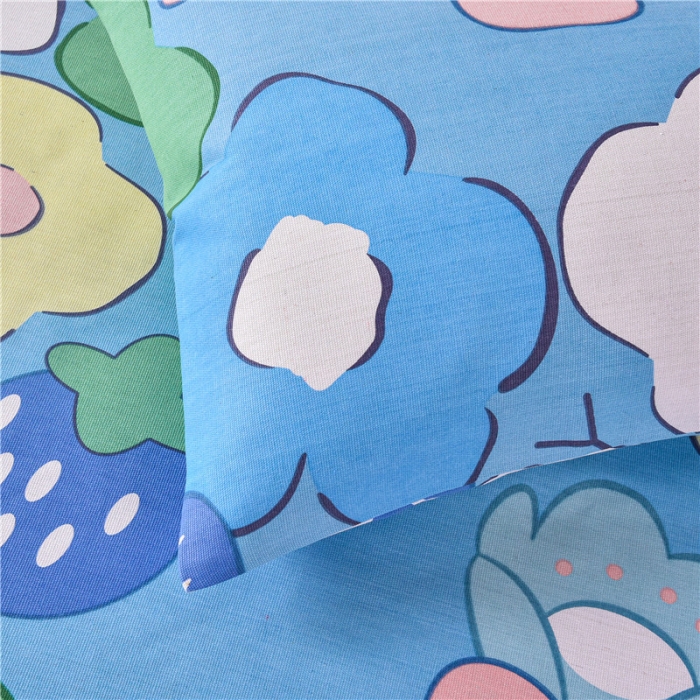 91家纺网 家纺一手货源 找家纺 韩后2025新款粗布印花床单枕套三件套幸福小花