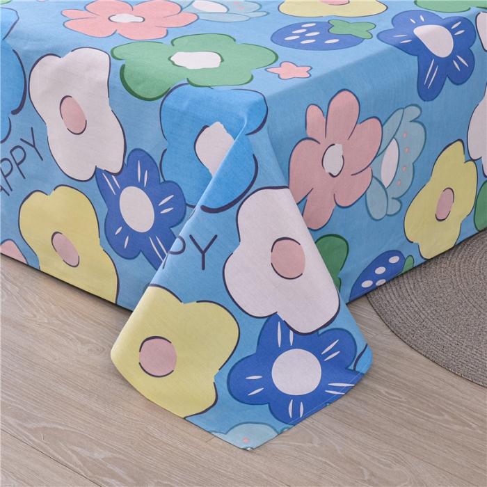 91家纺网 家纺一手货源 找家纺 韩后2025新款粗布印花床单枕套三件套幸福小花