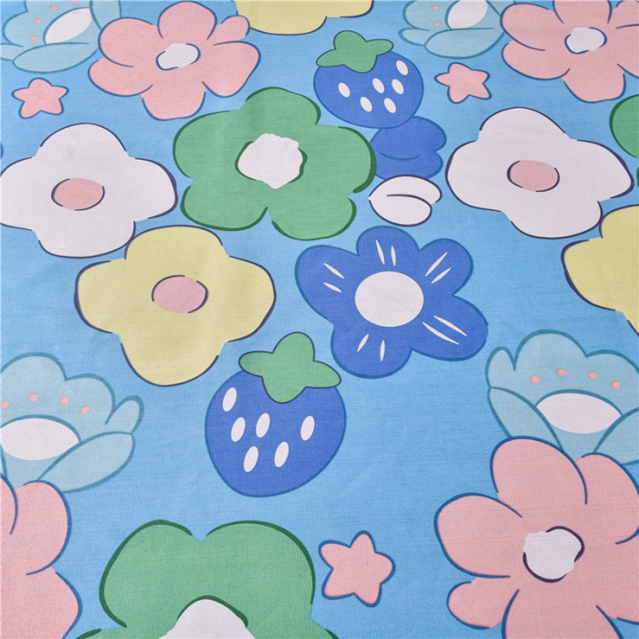 91家纺网 家纺一手货源 找家纺 韩后2025新款粗布印花床单枕套三件套幸福小花