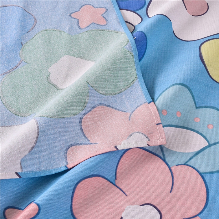 91家纺网 家纺一手货源 找家纺 韩后2025新款粗布印花床单枕套三件套幸福小花