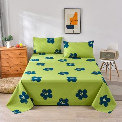 韩后2025新款粗布印花床单枕套三件套幸运花朵