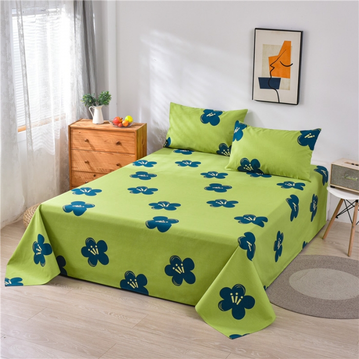 91家纺网 家纺一手货源 找家纺 韩后2025新款粗布印花床单枕套三件套幸运花朵