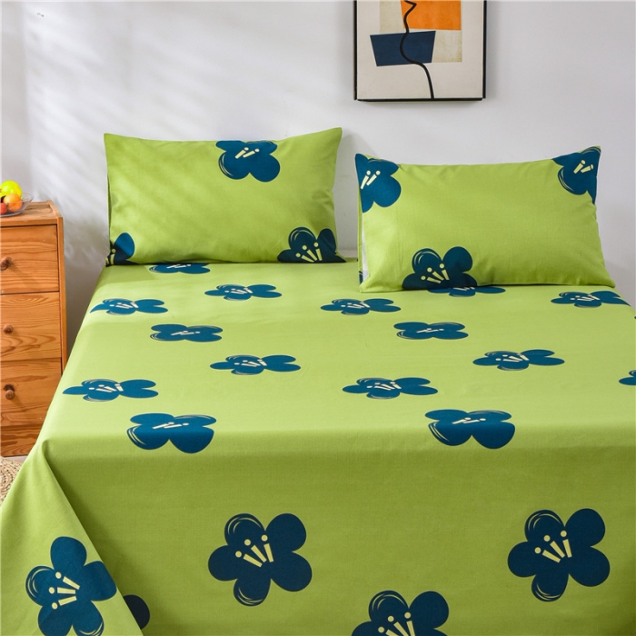 91家纺网 家纺一手货源 找家纺 韩后2025新款粗布印花床单枕套三件套幸运花朵