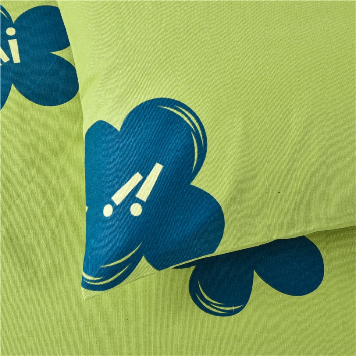 91家纺网 家纺一手货源 找家纺 韩后2025新款粗布印花床单枕套三件套幸运花朵