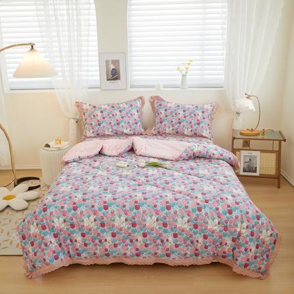 91家纺网 家纺一手货源 找家纺 一米阳光 2023新款纯棉蕾丝豆豆被被子被芯 乖乖兔