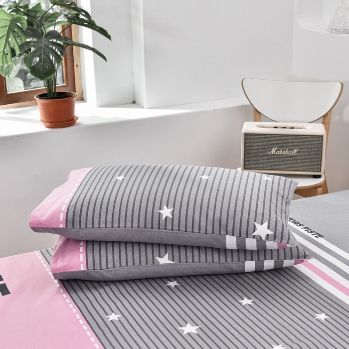 91家纺网 家纺一手货源 找家纺 韩后2025新款粗布印花床单枕套三件套ME