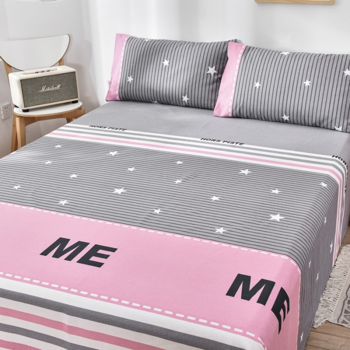 91家纺网 家纺一手货源 找家纺 韩后2025新款粗布印花床单枕套三件套ME