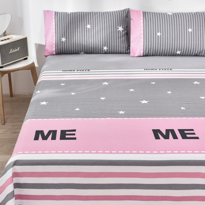 91家纺网 家纺一手货源 找家纺 韩后2025新款粗布印花床单枕套三件套ME