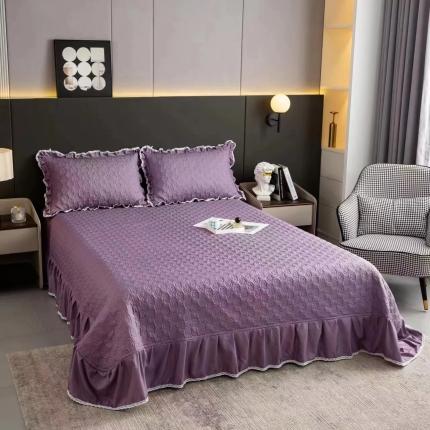 91家纺网 家纺一手货源 找家纺 （总）希朵家纺 2023新款夹棉纯色简约床盖床裙三件套