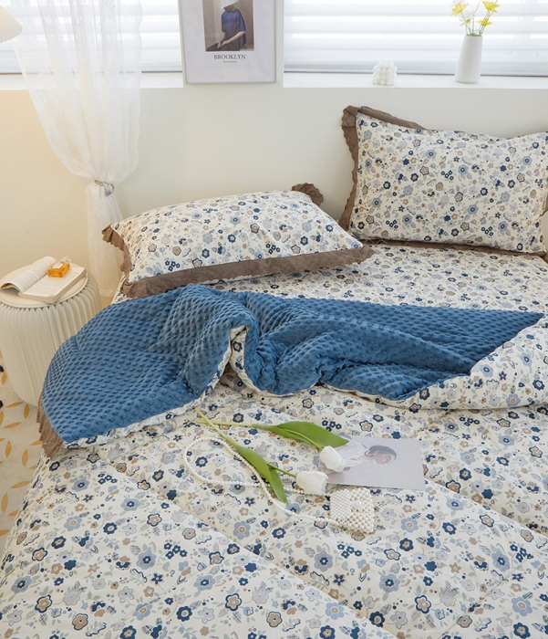 91家纺网 家纺一手货源 找家纺 一米阳光 2023新款纯棉蕾丝豆豆被被子被芯 兰溪园