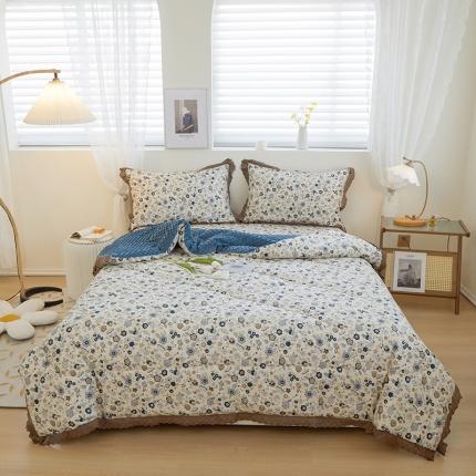 一米阳光 2023新款纯棉蕾丝豆豆被被子被芯 兰溪园