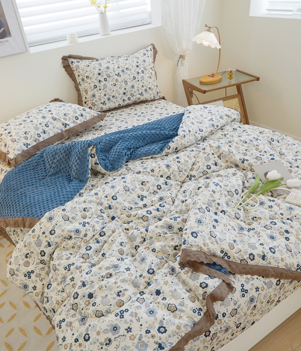 91家纺网 家纺一手货源 找家纺 一米阳光 2023新款纯棉蕾丝豆豆被被子被芯 兰溪园