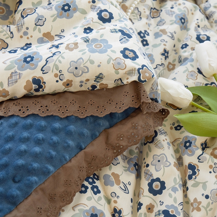 91家纺网 家纺一手货源 找家纺 一米阳光 2023新款纯棉蕾丝豆豆被被子被芯 兰溪园