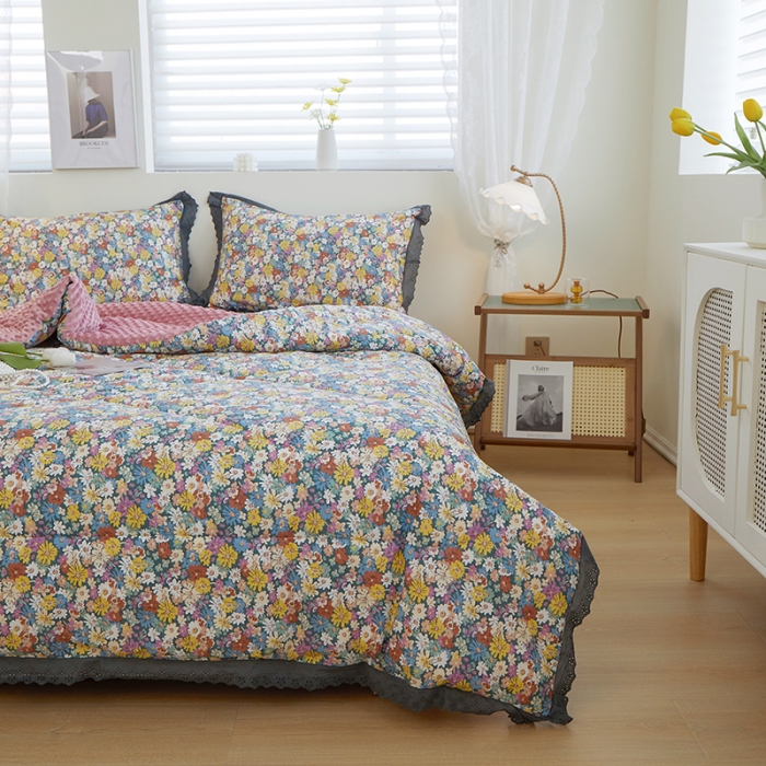 91家纺网 家纺一手货源 找家纺 一米阳光 2023新款纯棉蕾丝豆豆被被子被芯 南笙