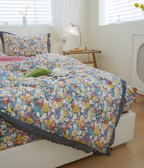 91家纺网 家纺一手货源 找家纺 一米阳光 2023新款纯棉蕾丝豆豆被被子被芯 南笙