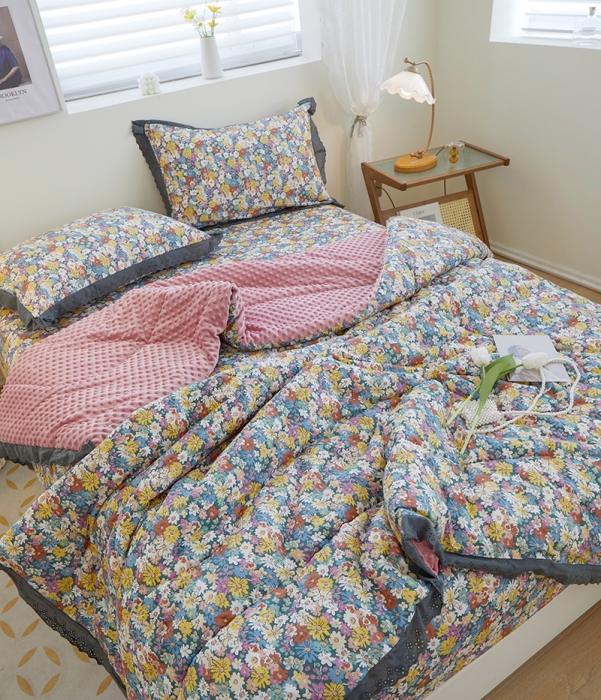 91家纺网 家纺一手货源 找家纺 一米阳光 2023新款纯棉蕾丝豆豆被被子被芯 南笙