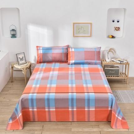 91家纺网 家纺一手货源 找家纺 韩后2025新款粗布印花床单枕套三件套格子铺桔