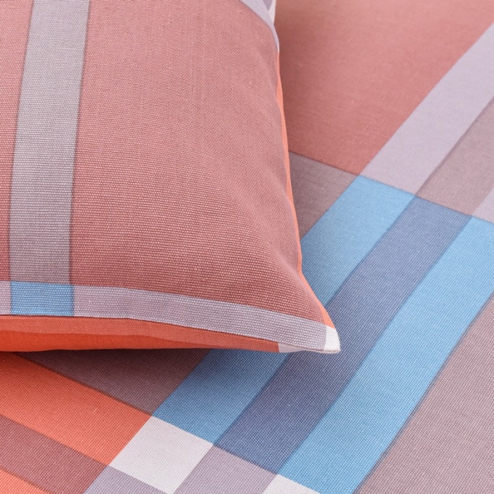 91家纺网 家纺一手货源 找家纺 韩后2025新款粗布印花床单枕套三件套格子铺桔