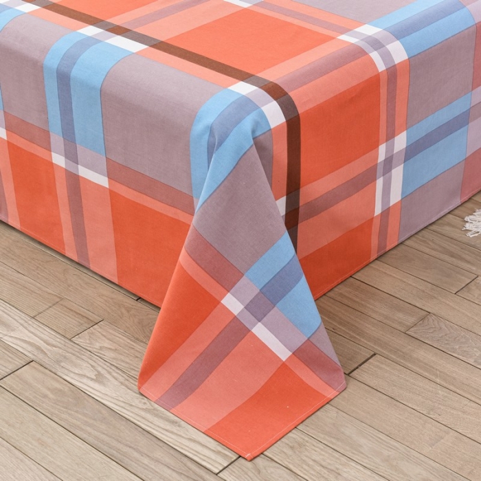 91家纺网 家纺一手货源 找家纺 韩后2025新款粗布印花床单枕套三件套格子铺桔