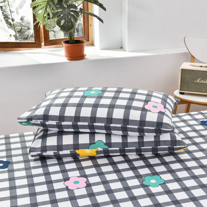 91家纺网 家纺一手货源 找家纺 韩后2025新款粗布印花床单枕套三件套花舞