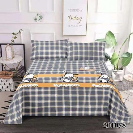 91家纺网 家纺一手货源 找家纺 韩后2025新款粗布印花床单枕套三件套201078