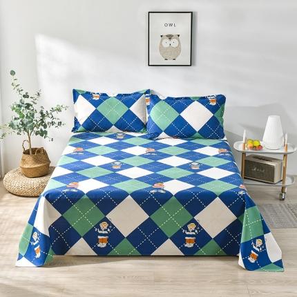 91家纺网 家纺一手货源 找家纺 韩后2025新款粗布印花床单枕套三件套萌熊高尔夫