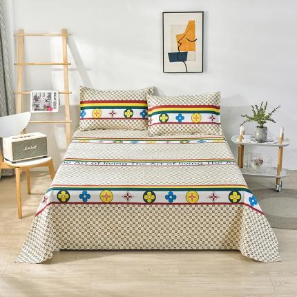 91家纺网 家纺一手货源 找家纺 韩后2025新款粗布印花床单枕套三件套清新花朵