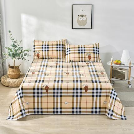 91家纺网 家纺一手货源 找家纺 韩后2025新款粗布印花床单枕套三件套外出萌熊