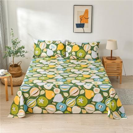 91家纺网 家纺一手货源 找家纺 韩后2025新款粗布印花床单枕套三件套欢乐果园