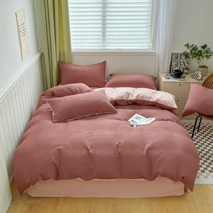 91家纺网 家纺一手货源 找家纺 （总）佰亿莱 2024新款AB版全棉华夫格水洗棉四件套