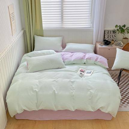 91家纺网 家纺一手货源 找家纺 （总）佰亿莱 2024新款AB版全棉华夫格水洗棉四件套