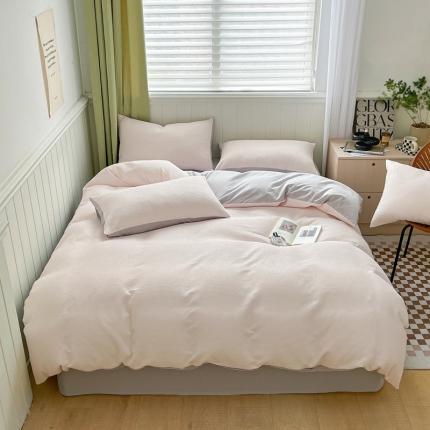 91家纺网 家纺一手货源 找家纺 （总）佰亿莱 2024新款AB版全棉华夫格水洗棉四件套