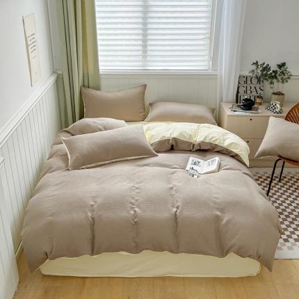 91家纺网 家纺一手货源 找家纺 （总）佰亿莱 2024新款AB版全棉华夫格水洗棉四件套